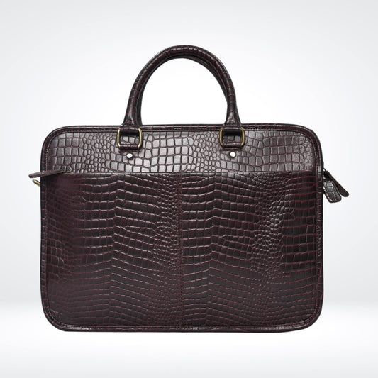 Croco Leather Laptop Bag