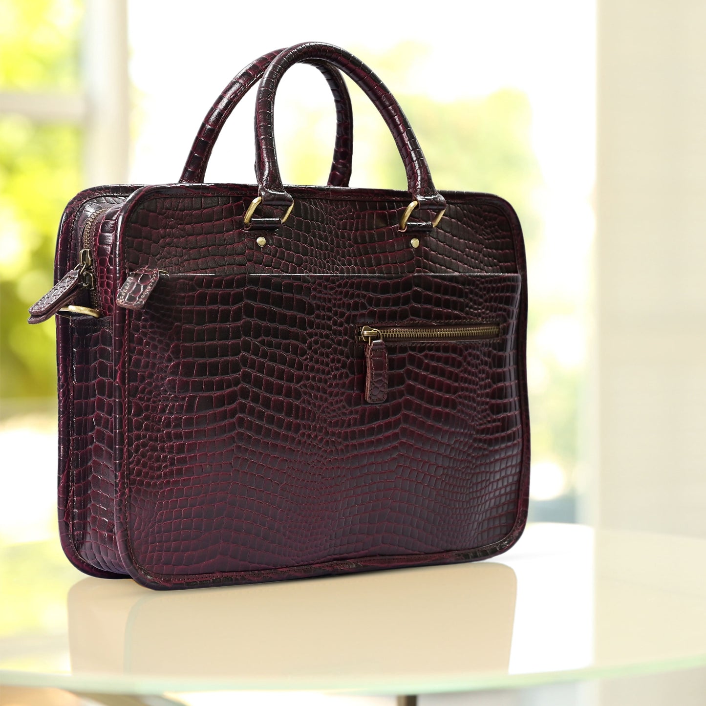 Croco Leather Laptop Bag