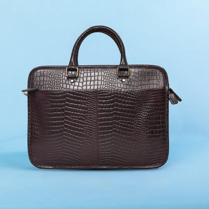 Croco Leather Laptop Bag